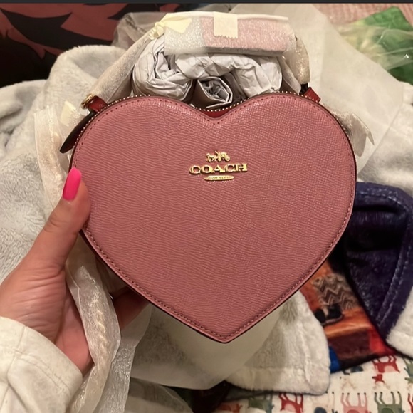 Coach Bags New Coach Heart Crossbody In Colorblock Pink Gold